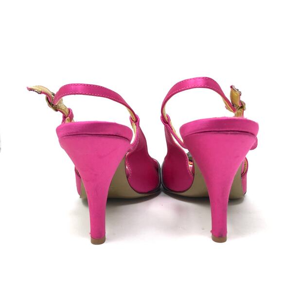 J Crew Martine Slingback Womens Size 7 Pink Gray Satin Twist Knot Peep Toe Heel - Picture 6 of 12